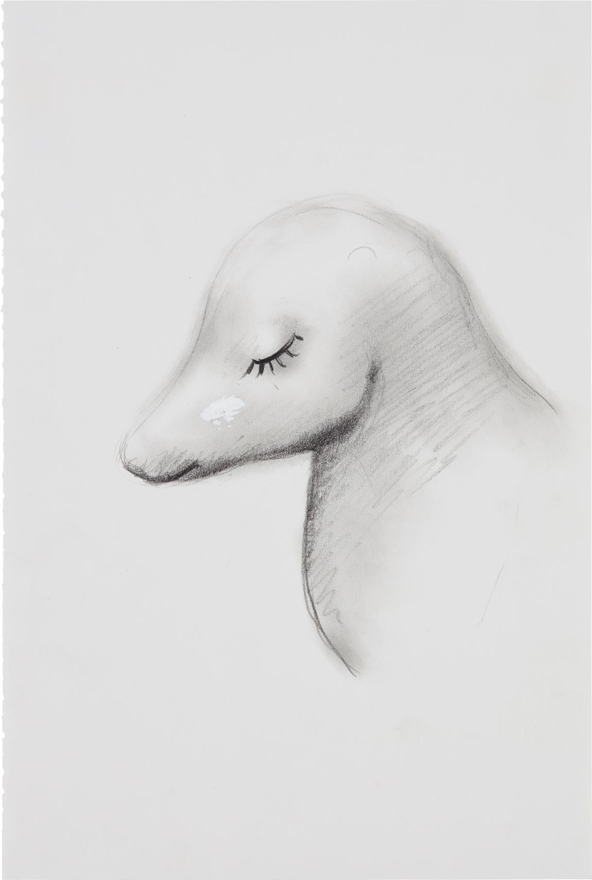 Artwork by John Currin, Besmirched, Made of graphite and acrylic on paper