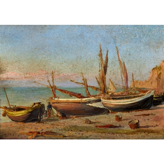 Bateaux sur la plage - Armand Guillaumin II