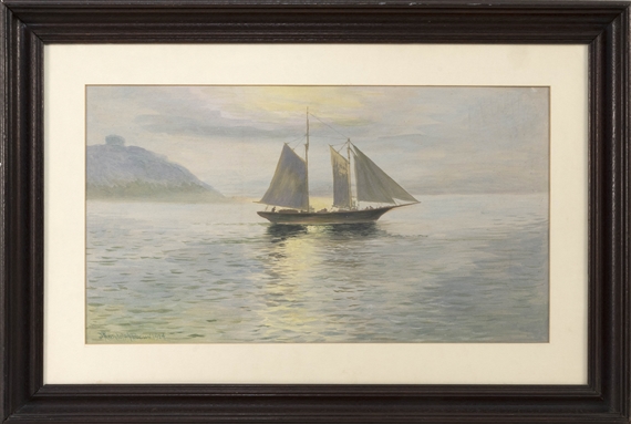 Joseph Randolph Brown | Ship at dusk (1914) | MutualArt