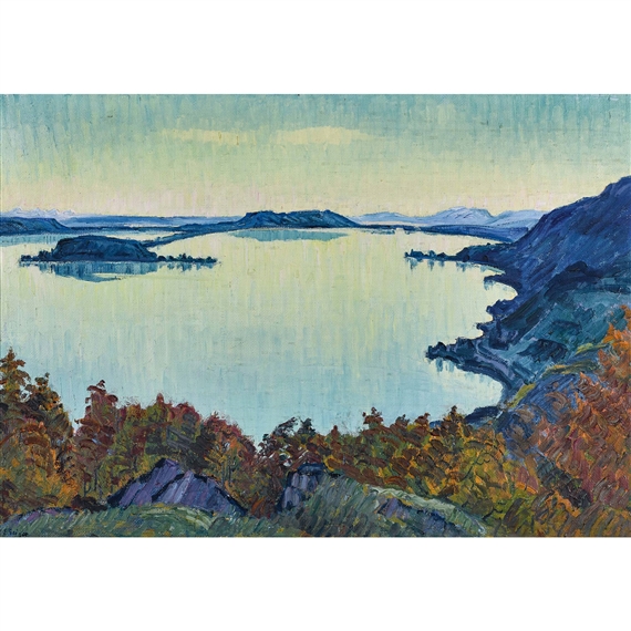 Ernst Samuel Geiger | Der Bielersee mit St. Petersinsel in der ...