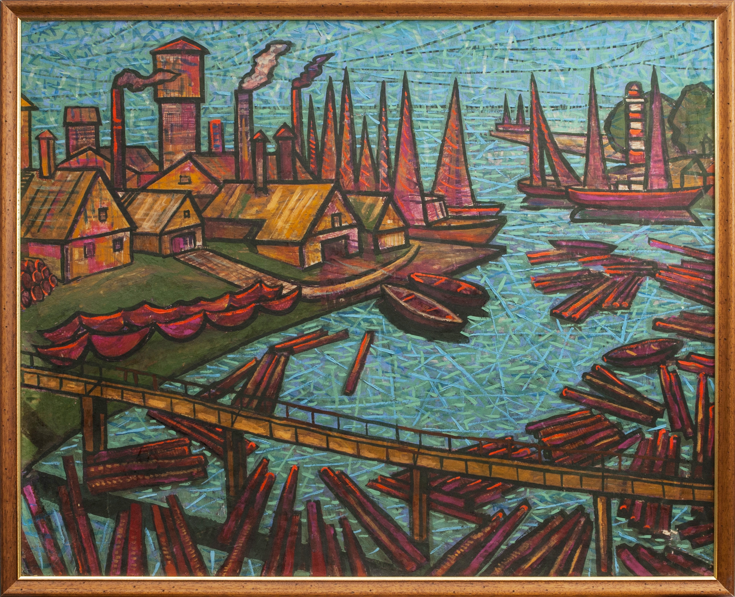 Artwork by Igor Vladimirovich Korti, Port, Made of Cardboard, mixed media