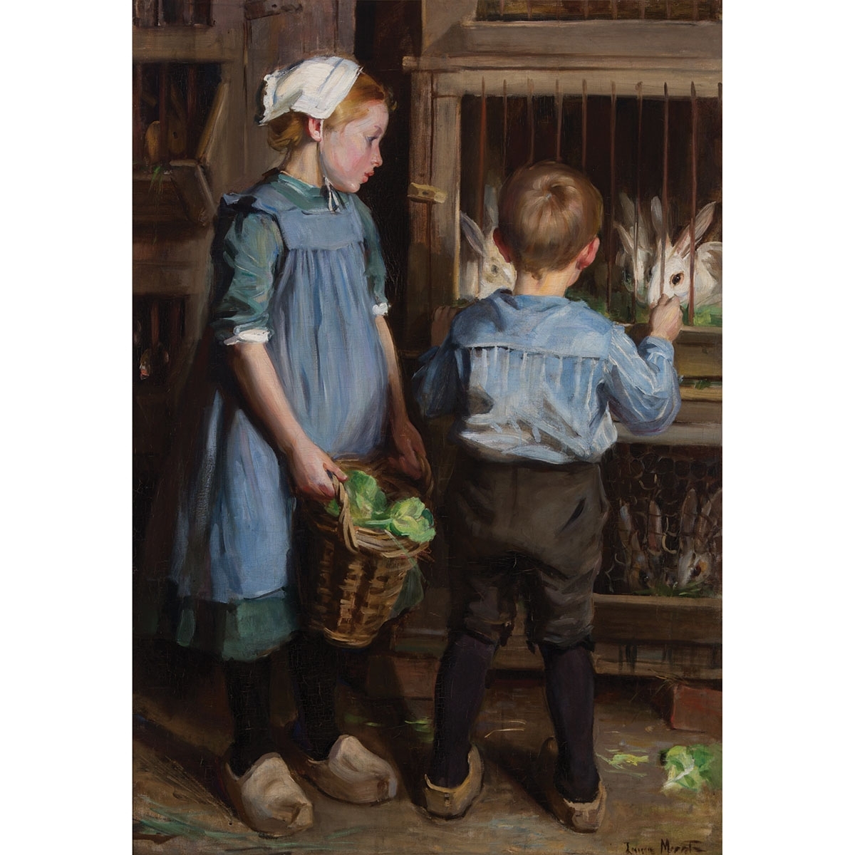 Laura Muntz Lyall | Children Feeding the Rabbits | MutualArt