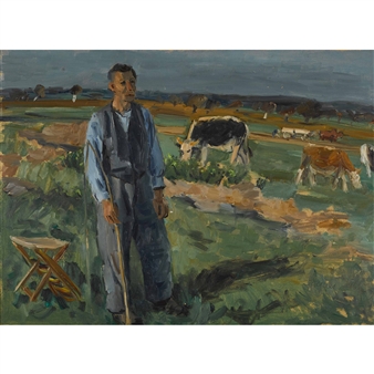 Bauern mit Kühen. - Jacques Düblin