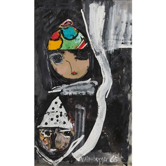 Komposition mit zwei Figuren. - Walter Heuberger