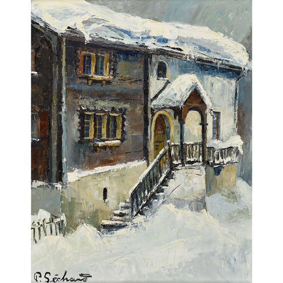 Verschneites Haus. by Paul Sechaud