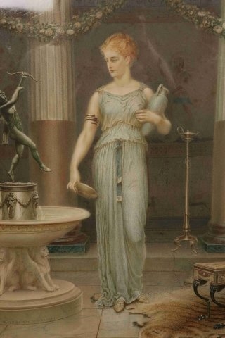 William HolmesSullivan | Roman lady holding a vase by a water fountain  (1882) | MutualArt