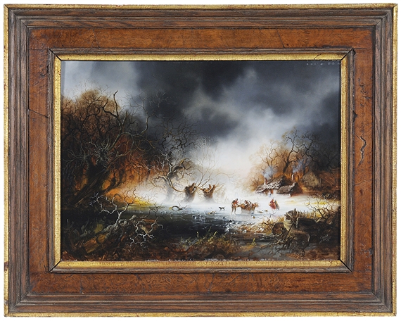 Wood Gatherers on a Frozen Pond by Margaret Lisle