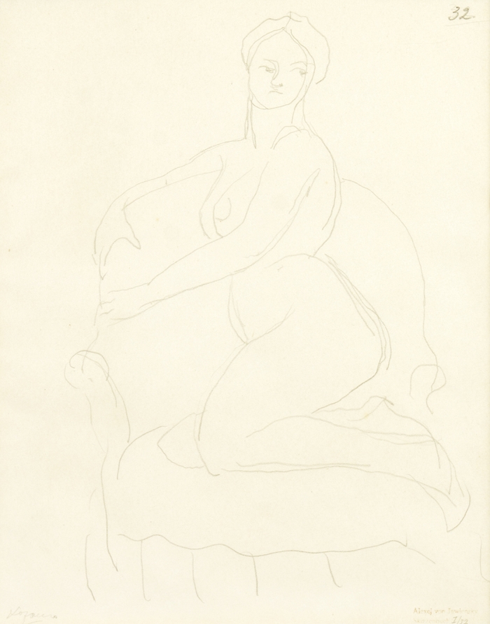 Artwork by Alexej von Jawlensky, Nude in Armchair, Made of pencil on paper