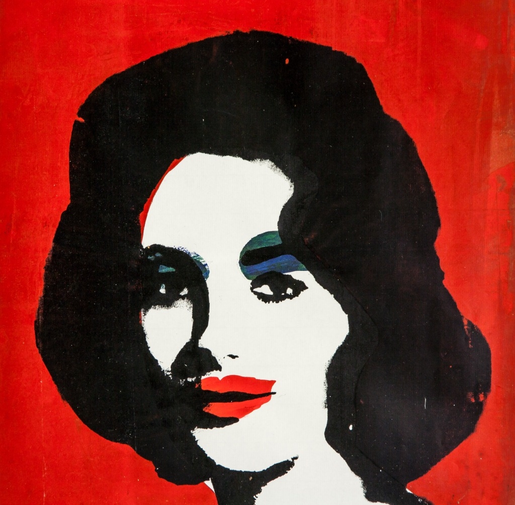 Artwork by Andy Warhol, Pop art style portrait of Jackie Kennedy, Made of Silkscreen Print
