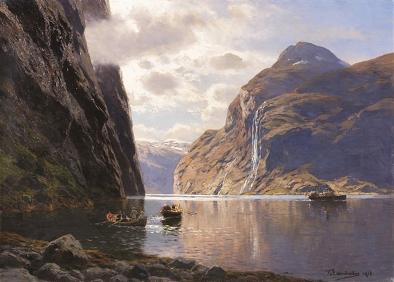 Die sieben schwestern am geirangerfjord by Karl Paul Themistocles von Eckenbrecher, 1913