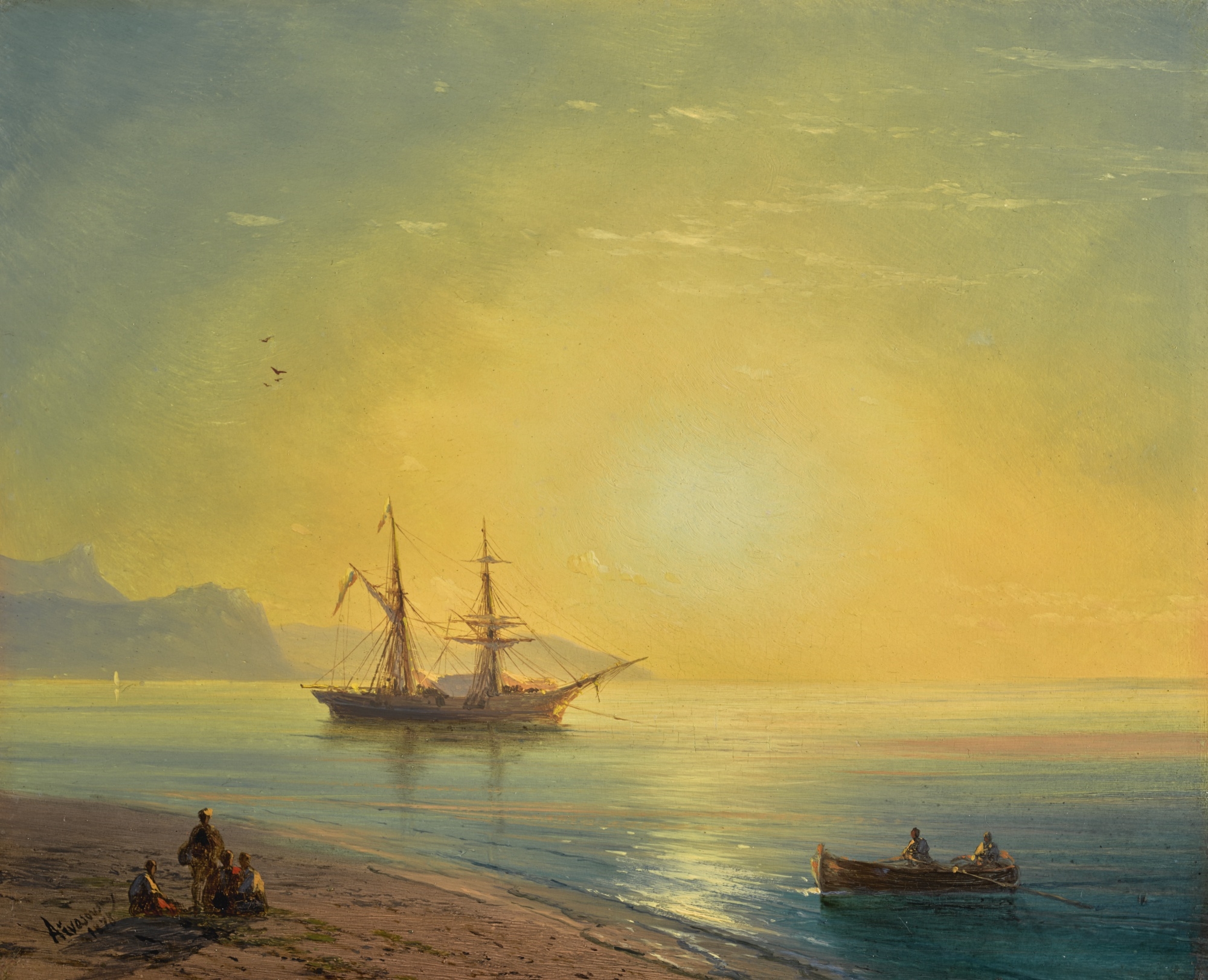 Artwork by Ivan Aivazovsky, Sunset in Crimea, Made of oil on panel