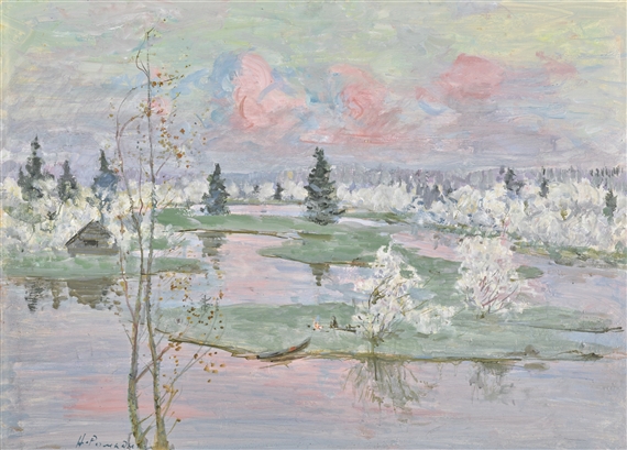 The River Tsarevka by Nikolai Mikhailovich Romadin, 1969
