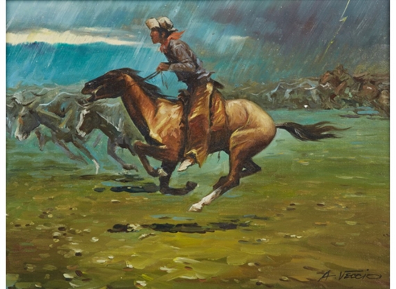 Cowboy Herding the Cows by Anthony Vecchio