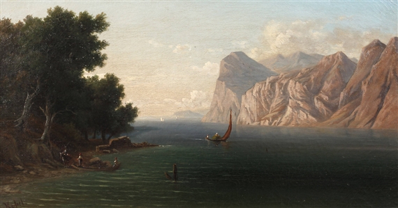 Mediterrane Küstenlandschaft by Georg Köbel, 1840