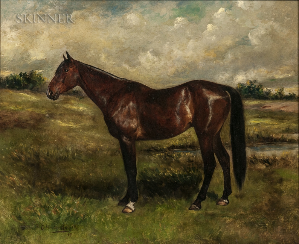 Artwork by Gustave Muss-Arnolt, Portrait of a Thoroughbred, Made of Oil on canvas