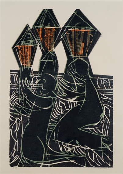 Trauer am Rhein by HAP  Grieshaber, 1972