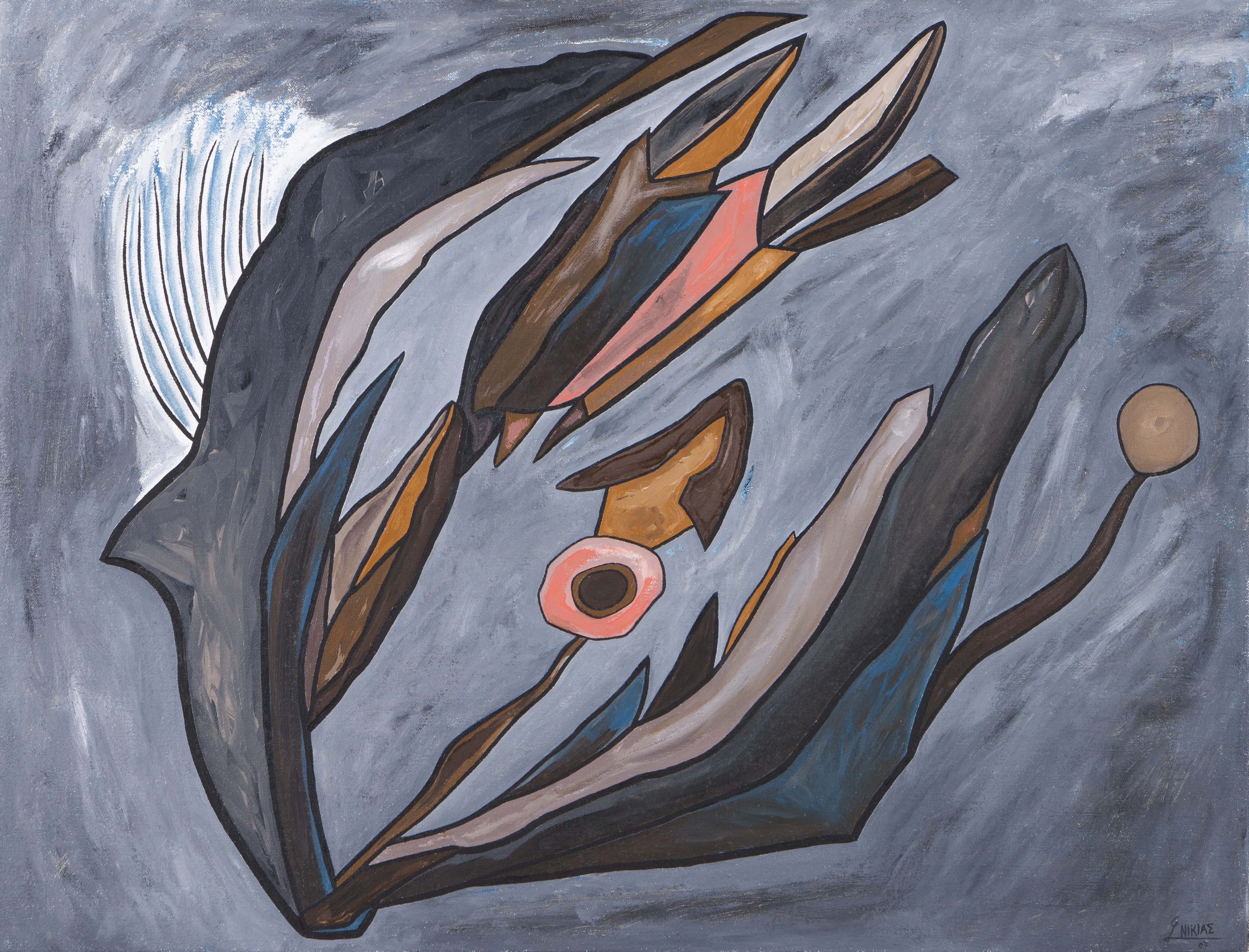 Artwork by Nikias Skapinakis, As Flores de O'Keeffe, Made of Oil on canvas