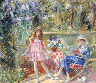 On the terrace by Camille-Nicolas Lambert