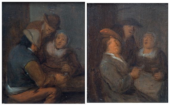 2 Works: Peasants drinking by Jan Jacobsz Molenaer