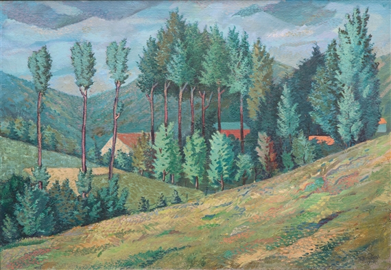 A hilly landscape by Willy Boers, 1943