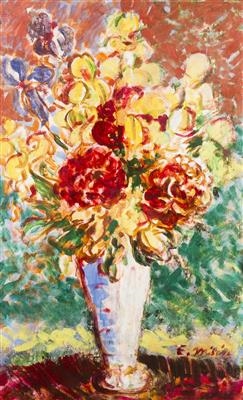 Artwork by Eduard Milén, Bouquet in a Vase, Made of oil on fibreboard