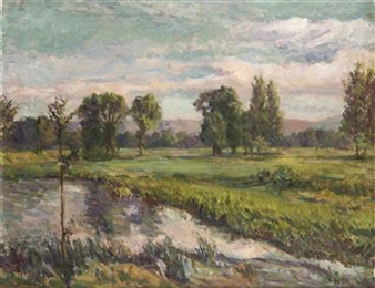 Landscape with Poplars - Jiri  Karlinsky