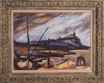 Moody seascape with boats - Hank Laventhol