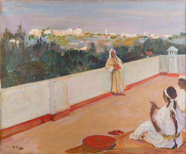 Artwork by John Lavery, Evening on the House Top, Tangier, Made of Oil on canvas