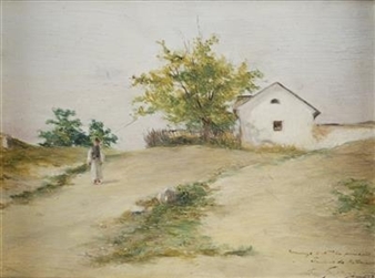 Eine ungarische Dorfstraße - Ferenc Szikszay