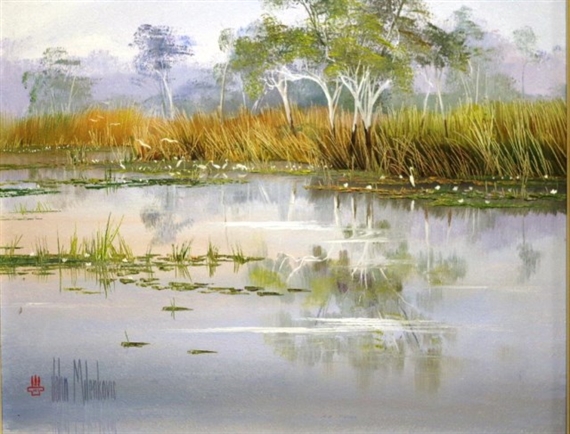 Lagoon and Birds by John Milenkovic