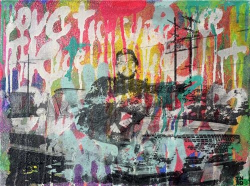 Artwork by INDO, Ice Cube, Made of spray paint and mixed media on canvas