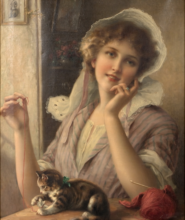 Woman with Cat by Émile Vernon