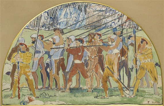 RÜCKZUG VON MARIGNANO, STUDIE ZU KARTON III by Ferdinand Hodler