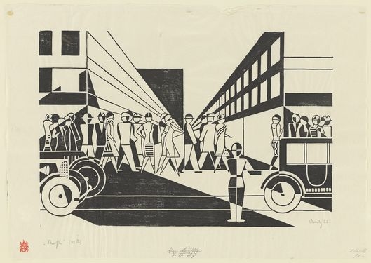 Strasse (Königsallee Düsseldorf) by Gerd Arntz, 1926