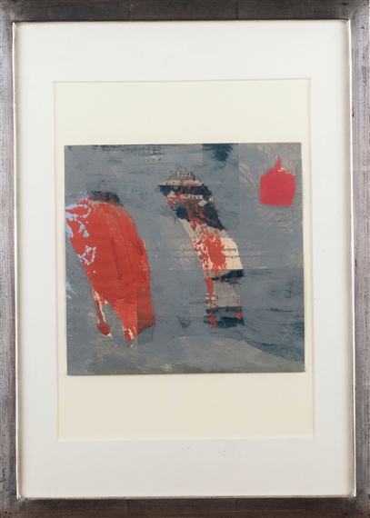 Untitled (Abstract Repainting on Book Print) by Hermann Glöckner, 1957