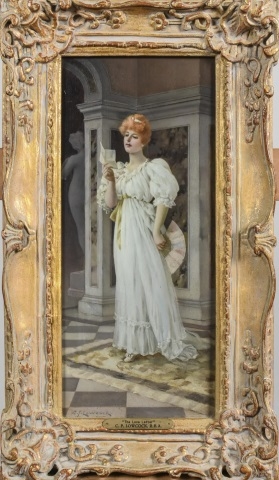 Artwork by Charles Frederick Lowcock, The Love Letter, Made of oil on panel