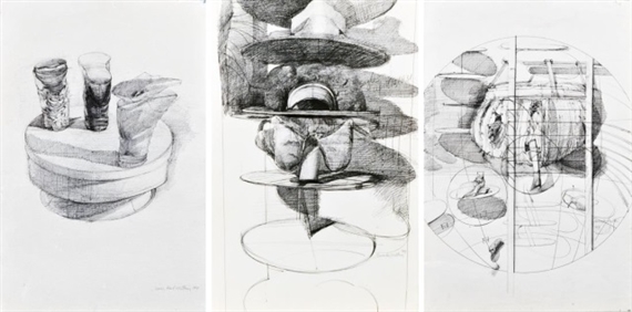 Trio of Drawings by Jerome Witkin, 1969