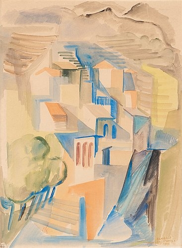 Artwork by Tuulikki Pietilä, CITYSCAPE FROM RAVELLO, Made of Watercolour