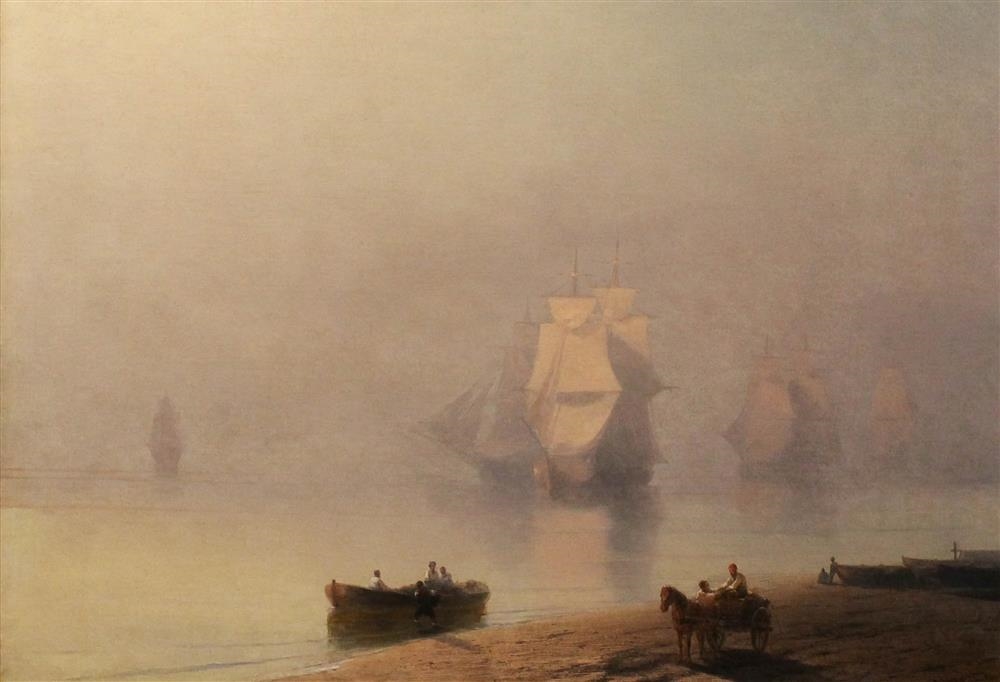 Artwork by Ivan Aivazovsky, FISHERMEN AT DAWN, Made of Oil on canvas