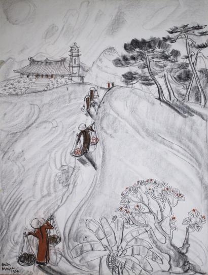 La montée vers la pagode de Dalat by André Maire, 1956