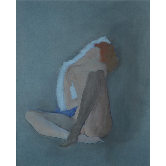 Artwork by Arthur B. Carles, THE BLUE LADY, Made of Pastel on blue paper