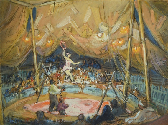 In the circus arena on the high wire by Oskar Laske