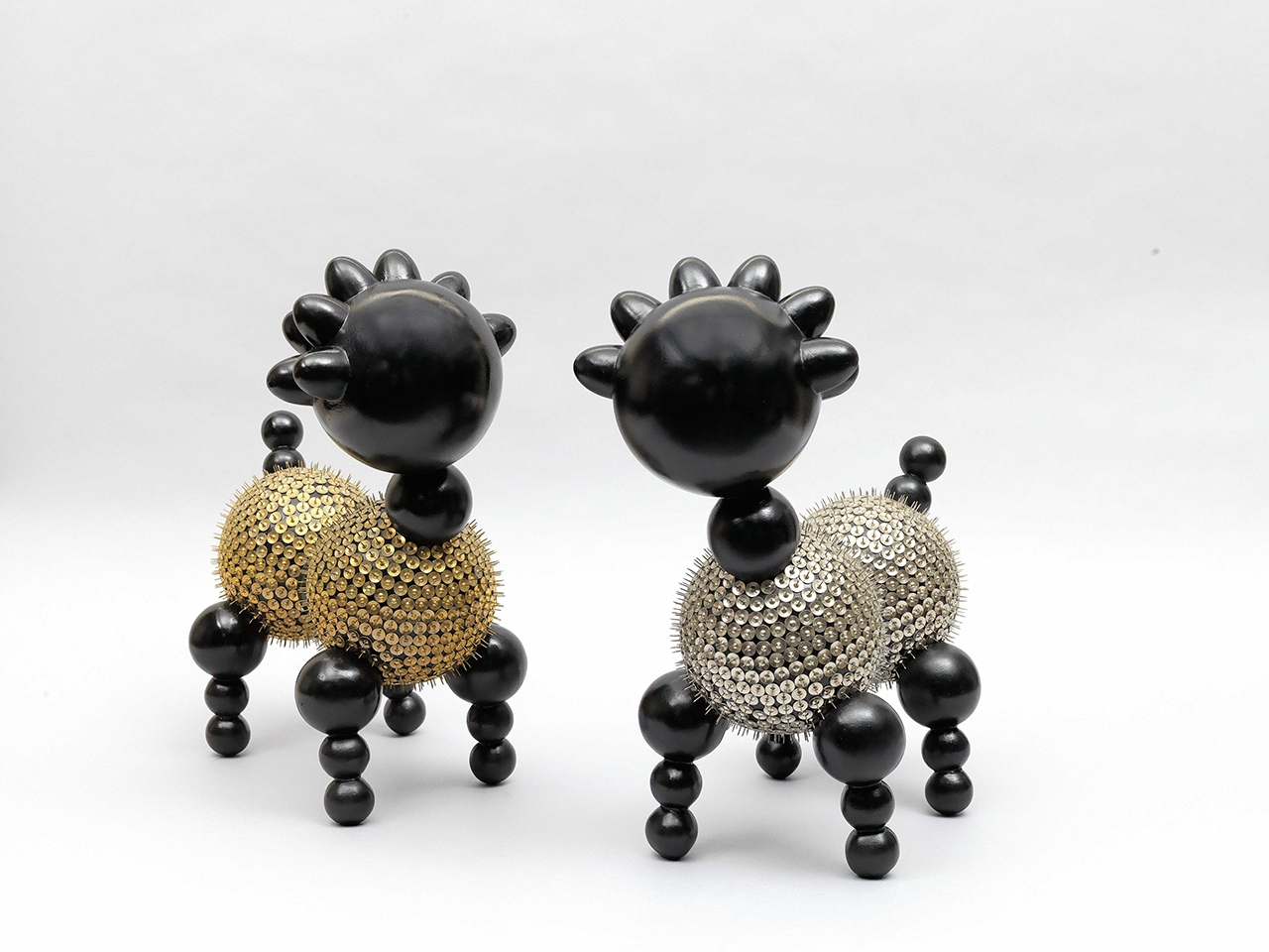 Artwork by Howard Chen, Dog in Thumbtacks (a set of 2), Made of FRP, thumbtacks