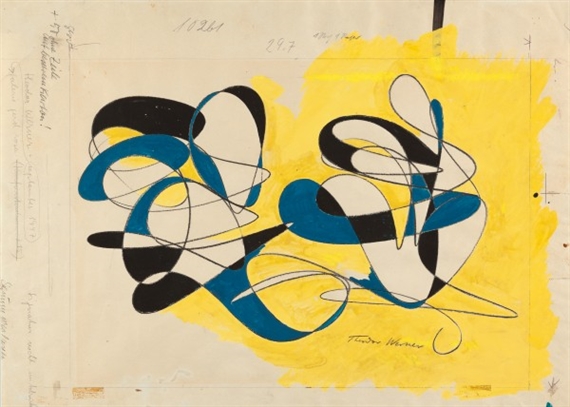 Composition yellow, blue and black by Theodor Werner, 1947