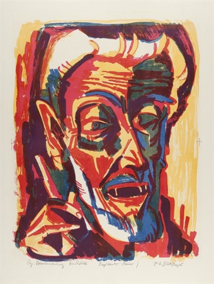 Erzählender Bauer aus: Bauernleben by Peter August Böckstiegel, 1920