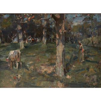 CATTLE IN ORCHARD - Sir James Guthrie