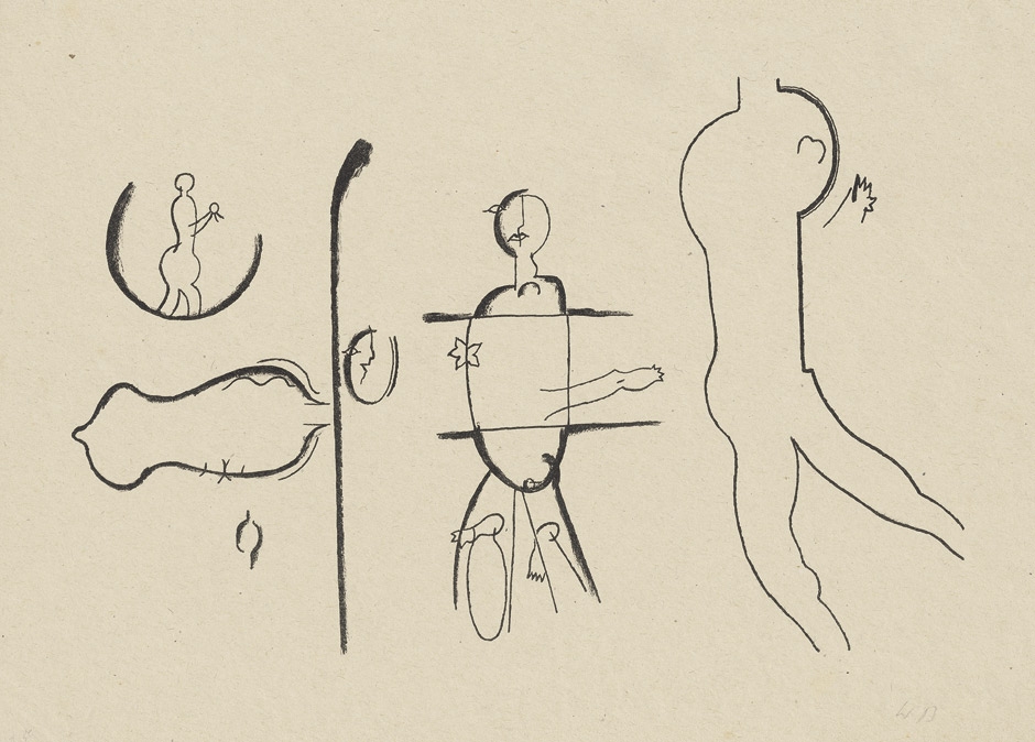 Artwork by Willi Baumeister, Sentimentalisches, Made of lithograph on brownish vellum