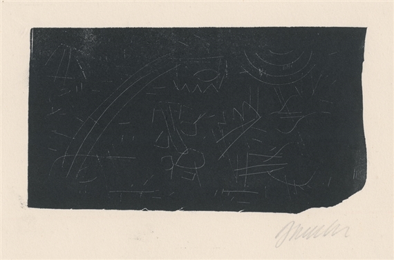 Geritzte Linien auf der glatten Seite einer Hartfaser- oder Kunststoffplatte, im Hochdruckverfahren abgezogen, auf Velin