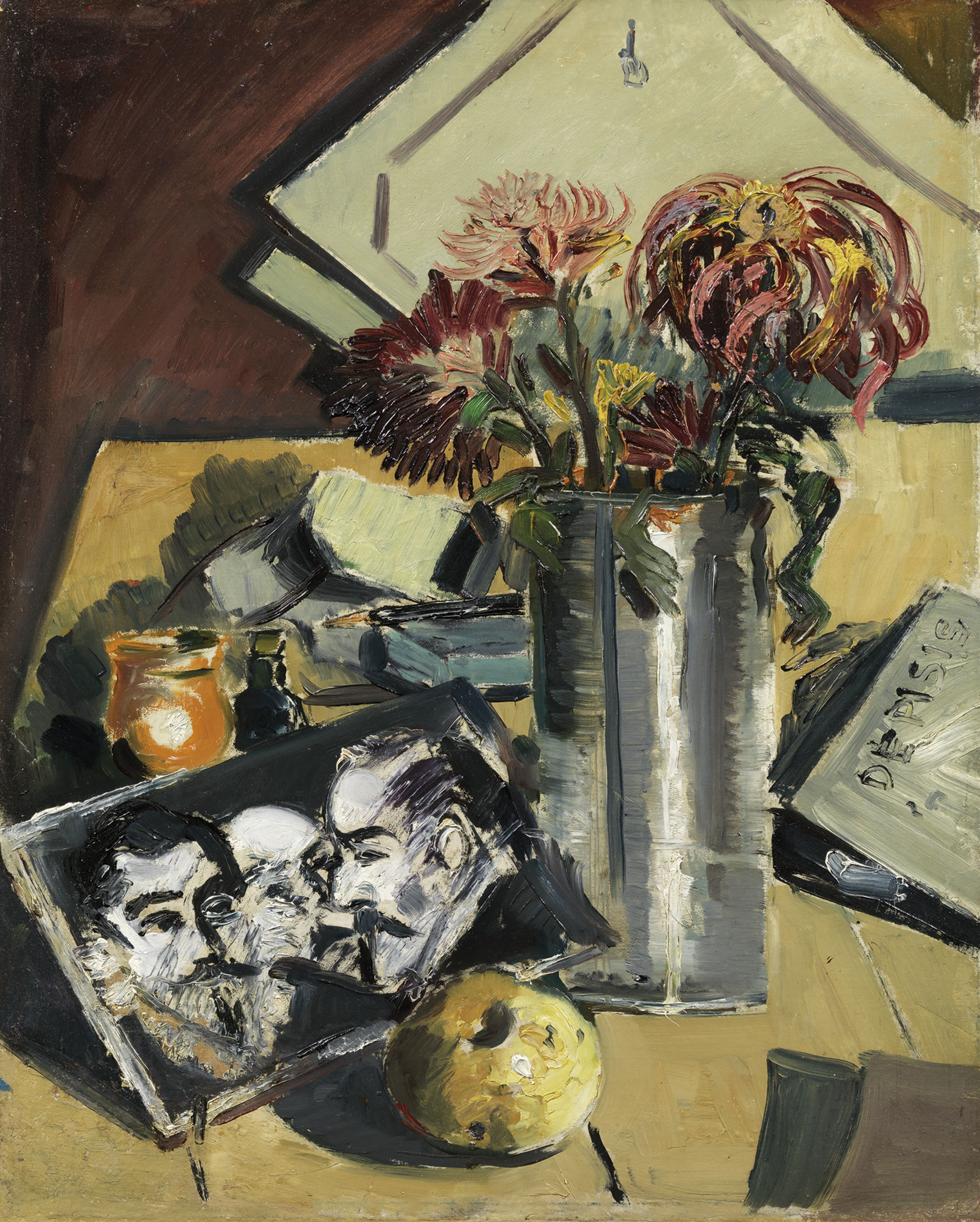 Artwork by Filippo de Pisis, NATURA MORTA CON IL QUADRO DI EL GRECO, Made of Oil on cardboard mounted on canvas