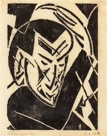 Kopf mit Hand by Franz Wilhelm Seiwert, 1918